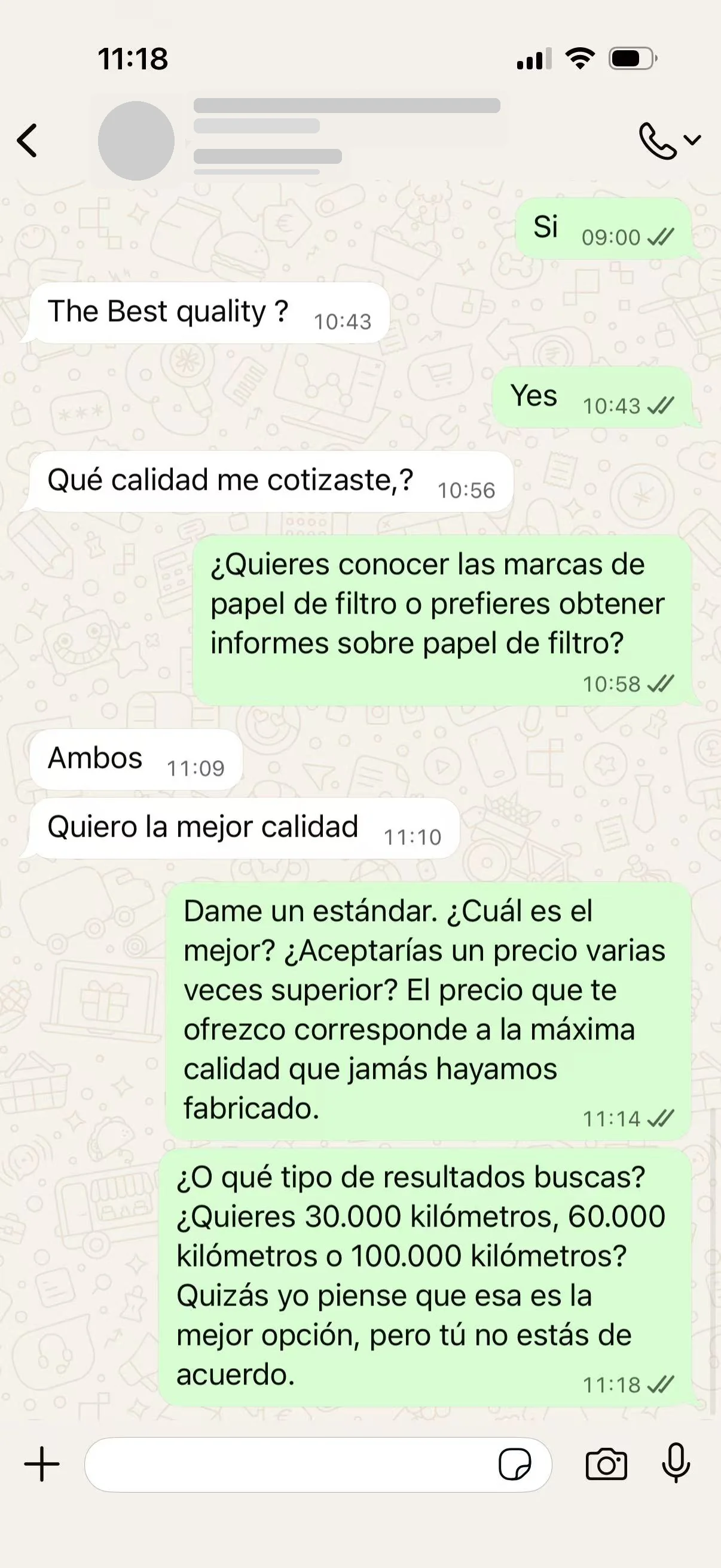 Real buyer conversation about how to define the best filter quality
